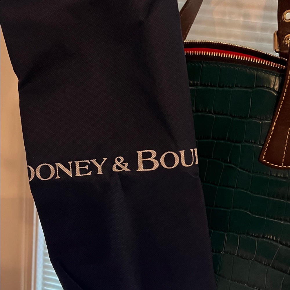 Dooney & Bourke Dark Green Croc-Embossed Satchel - Picture 2 of 5